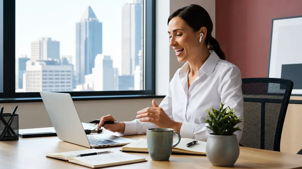 HR consultant on a video call with a member